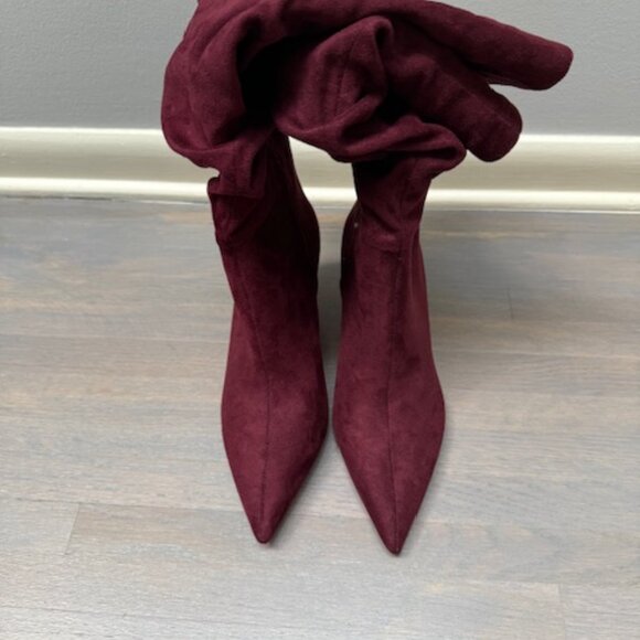 Jessica Simpson Faux Suede Burgundy Boots 8 - Picture 5 of 8